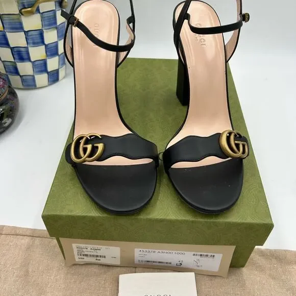 Women's Gucci GG Marmont, Block , heel strap sandals,105 cm size 42made Italy